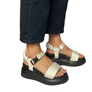 Suzanne Rae Velcro white womens sandals
